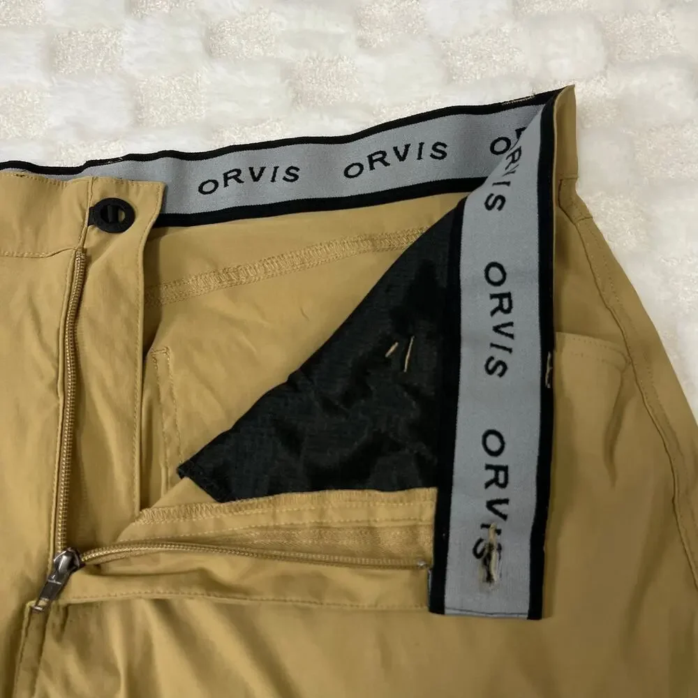 Orvis 38x29 Khaki Stretch Hiking Pants Water Repellent Outdoor Travel Pockets